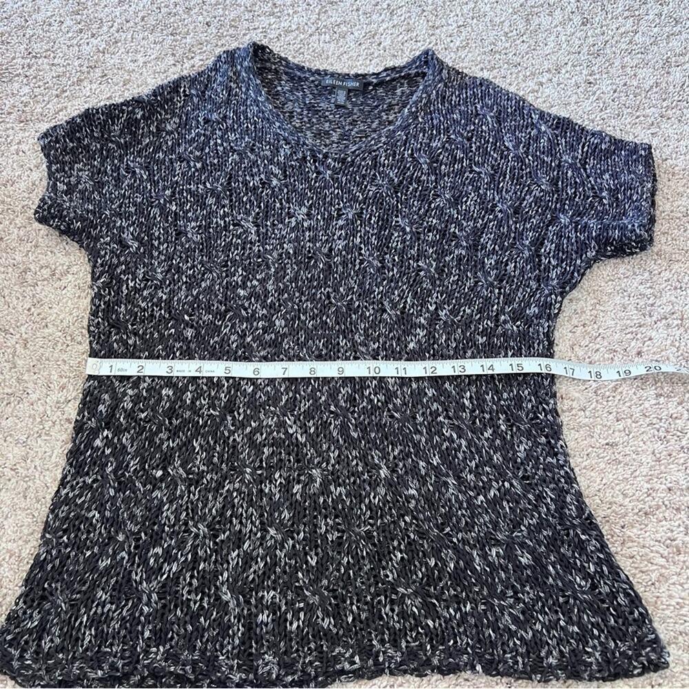 Eileen Fisher Ribbon Yarn Black Short Sleeve‎ Sweater - Picture 14 of 14